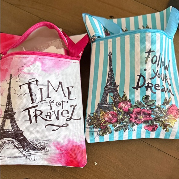 Accessories - Set of 2 Pink and Blue Eiffel Tower Travel Bags Filled with Fun Items